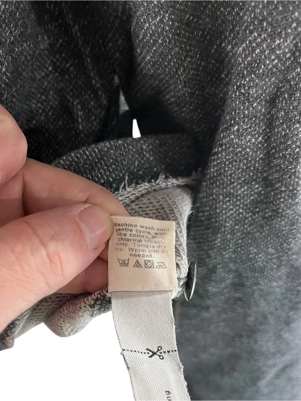 J Crew Authentic Vintage Fleece Heather Grey Long Sleeve Henley Sz XL 3 Button
